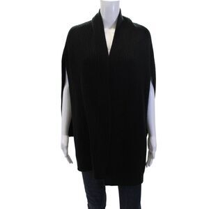 Akemi Kin Womens Textured Long Sleeve Open Front Knit Sweater Black Size M